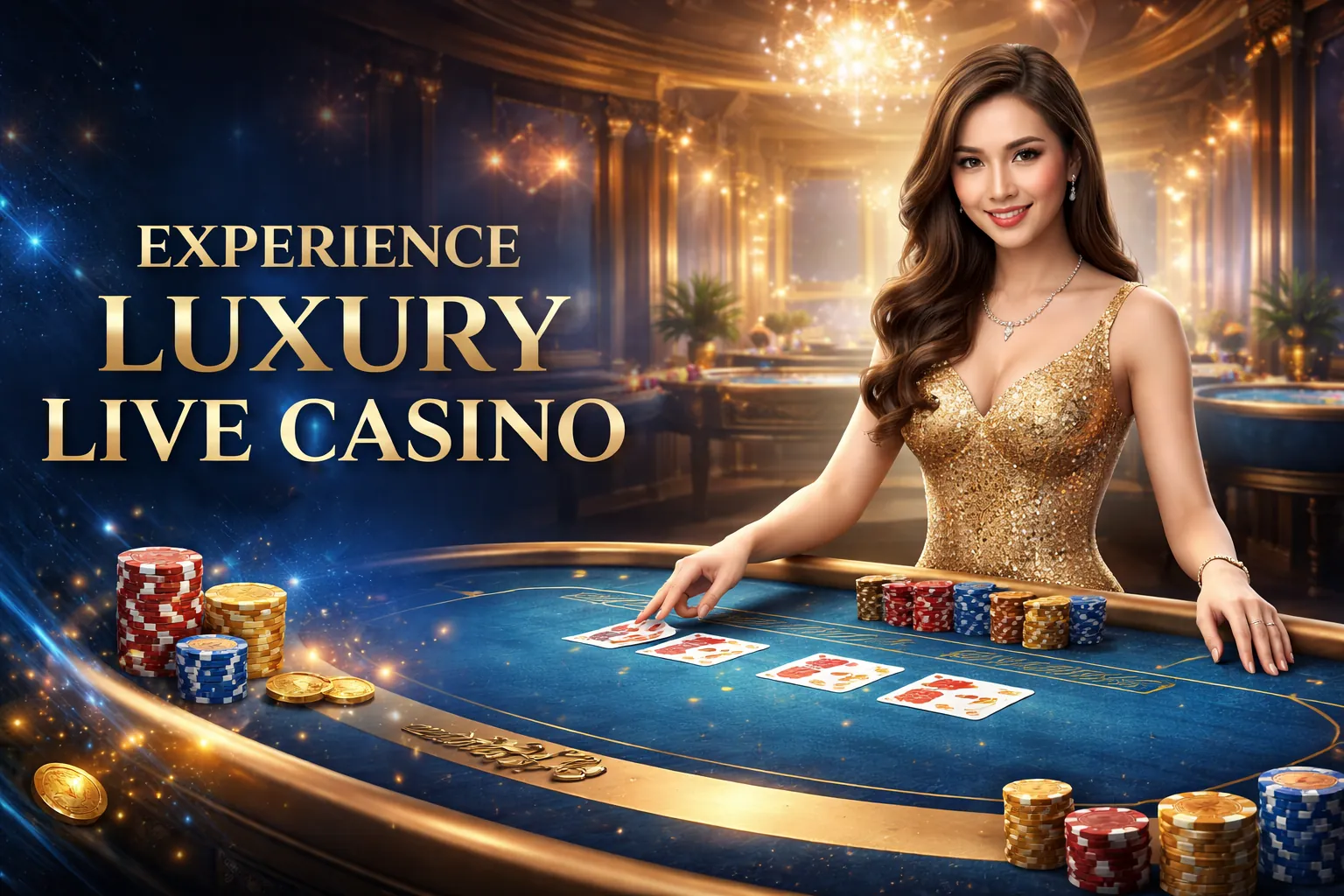Bàn Baccarat sang trọng tại sòng bạc trực tuyến 68rongvang với người chia bài trực tiếp